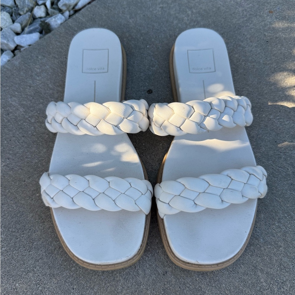 Dolce Vita Ivory Braided Slides